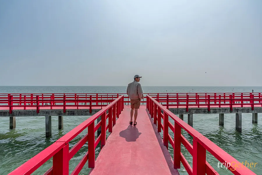 อาทิตย์ตก, สะพานแดง, จุดชมปลาโลมา, สมุทรสาคร, จุดเช็คอินสมุทรสาคร